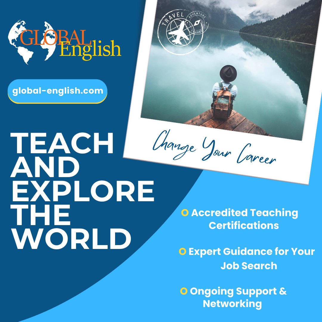 Switching careers to become TEFL certified & teach English opens up a new world! Visit global-english.com & sign-up for an accredited #tesol course 

#tefl #teflcourse #teflcertificate #tesolcertificate #englishteacher #teachers #travel #tesolcertificate #careers #study