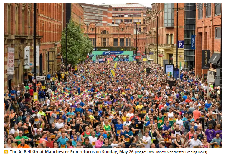 stjamesleeds's tweet photo. The AJ Bell Great Manchester Run takes place on Sunday, 26 May with 30,000 set to take to the streets of Manchester City Centre. Please check for road closures and disruption to traffic if visiting our Manchester Branch on Sunday. https://t.co/5VE9BXaNyo