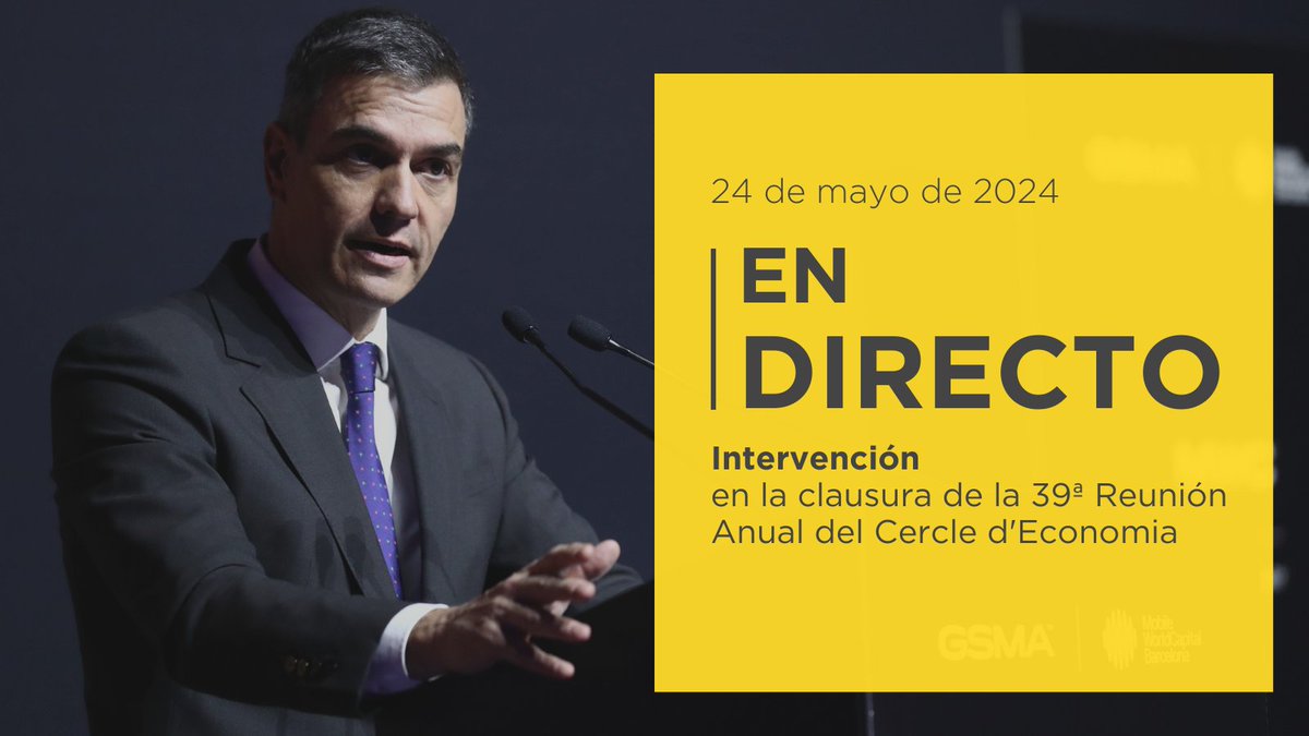 El presidente @sanchezcastejon interviene en el acto de clausura de la 39ª Reunión Anual del Cercle d'Economia. ▶Síguelo en directo en nuestras redes y web⤵ lamoncloa.gob.es/Paginas/index.…