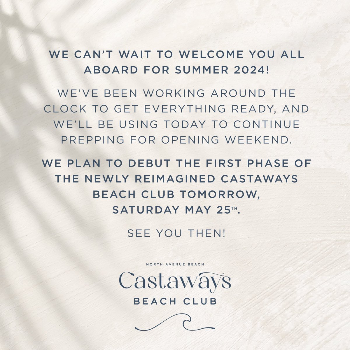 We are hard at work getting everything ready for the weekend! Join us tomorrow as we debut the first phase of the newly reimagined Castaways Beach Club ✨🏝️😎