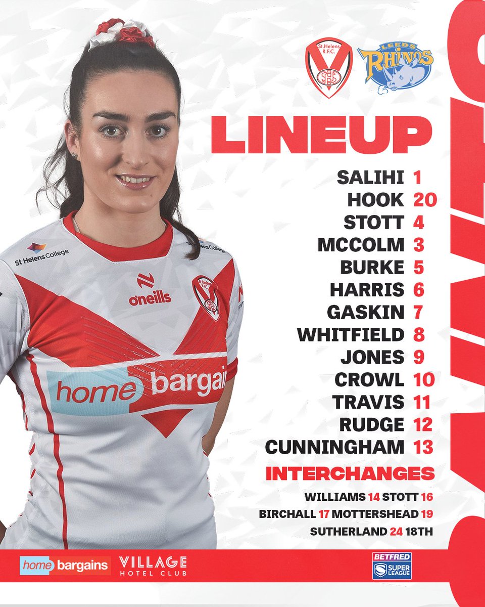 😇 Matty Smith has named his side for our @SuperLeague clash with @leedsrhinos this evening, which is live on @SkySportsRL! 1⃣ Just the one change to the side from last week, as Birchall comes in for Sutherland! #COYS