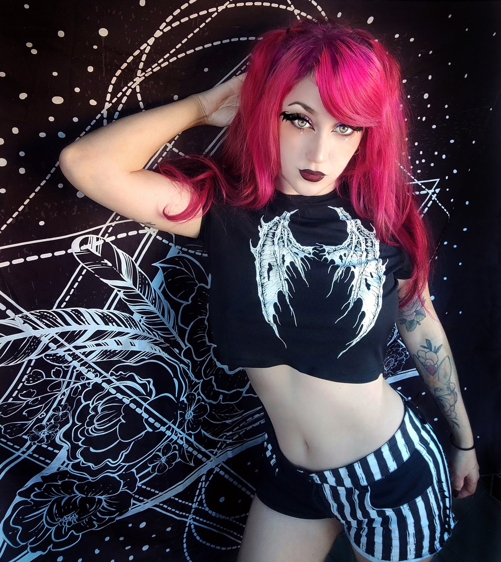 The super cute @aranelthewitch rocking our Broken Batwings Crop Top 🦇 #Batwings #Gothic #GothFashion #VampireFreaks #AltStyle