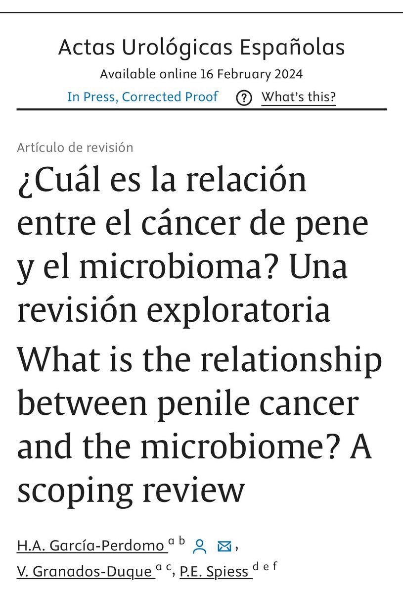 📃 ¿Cuál es la relación entre el #cáncer de pene y el microbioma? Una revisión exploratoria ▶️ doi.org/10.1016/j.acur…   @InfoAEU @CAU_URO @residentesAEU @residentesCAU @RodriguezFaba @uroweb @amerurological