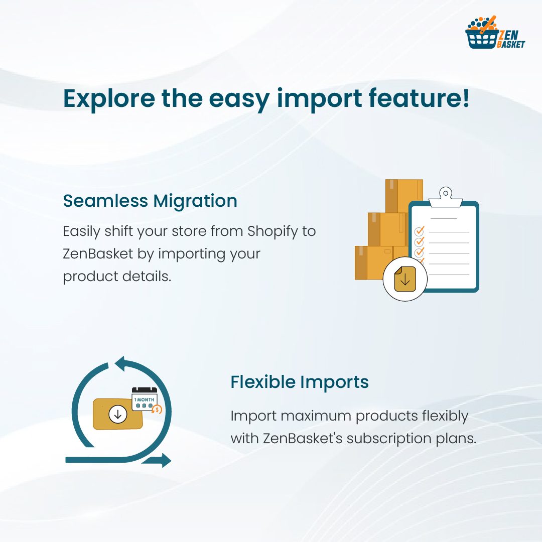 zenbasket's tweet image. Easily migrate your products from Shopify to ZenBasket and enjoy enhanced features and customization. Upgrade your ecommerce business today!

Visit us: getzenbasket.com

#ZenBasket #ShopifyToZenBasket #EcommerceMigration #ZenBasketUpgrade  #OnlineStore #ProductTransfer
