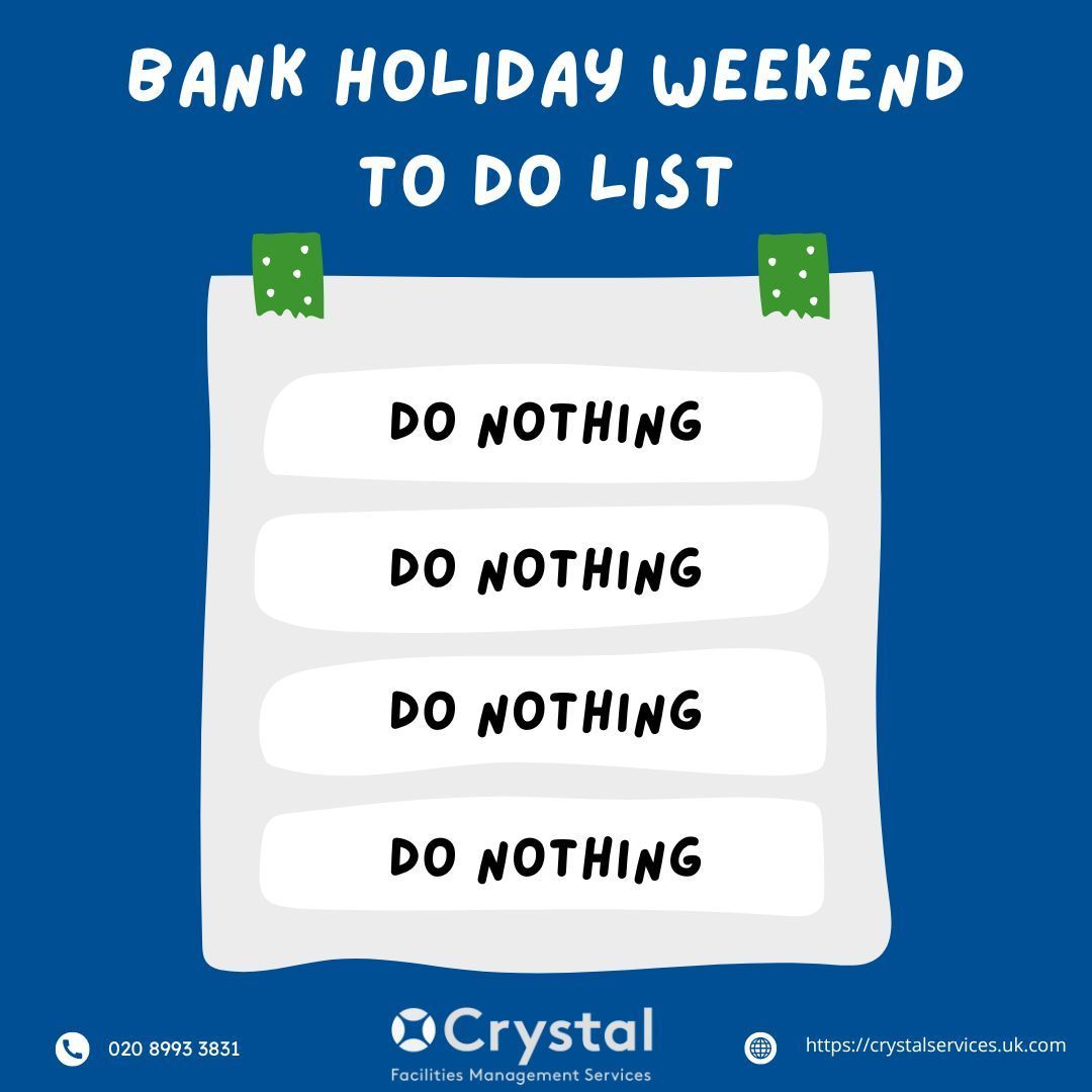 Crystalservices's tweet photo. 🌟 Happy Bank Holiday Weekend! 🌟

Wishing everyone a wonderful and relaxing long weekend! 
Have a great weekend, and let's come back refreshed and ready to take on new challenges!

#Bankholidayweekend #May #Longweekend #CrystalFM https://t.co/7MXaNw9wH8