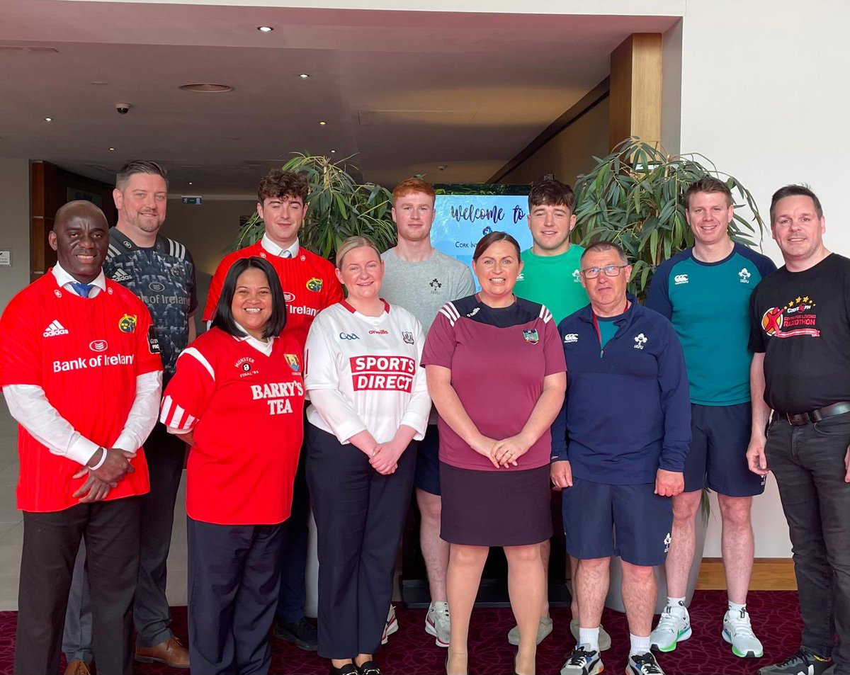 The @No1CorkHotel held their Jersey Day today for the Giving for Living Radiothon with some of the Ireland U20s Rugby players and management 🏉 #96fmradiothon
