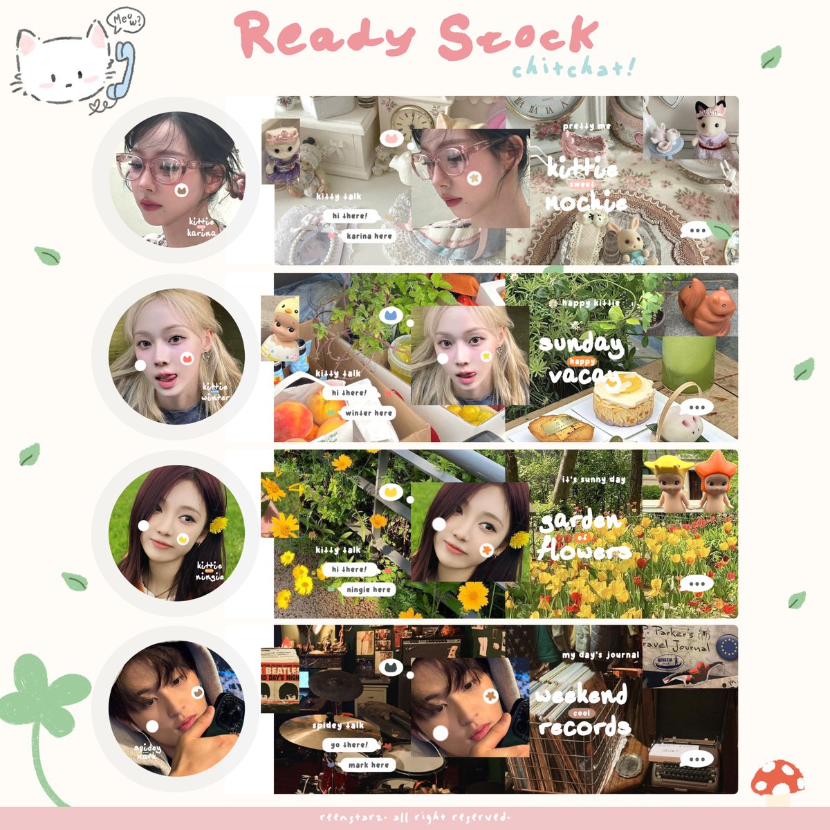 reenstarz's tweet photo. any interaction would be appreciated! 🌟

heyyoooo :3 aku ada rs dari katalog chitchat 🐈💬 harganya 12k/each free re-text nick, bisa di take langsung lewat DM dengan sebut chara yang ada di ALT yaaa! maaci banyakk 🥕🧺 

#zonauang #zonajajan https://t.co/Orddmf11Rr