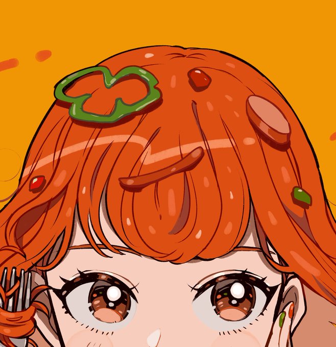 「long hair orange background」 illustration images(Latest)