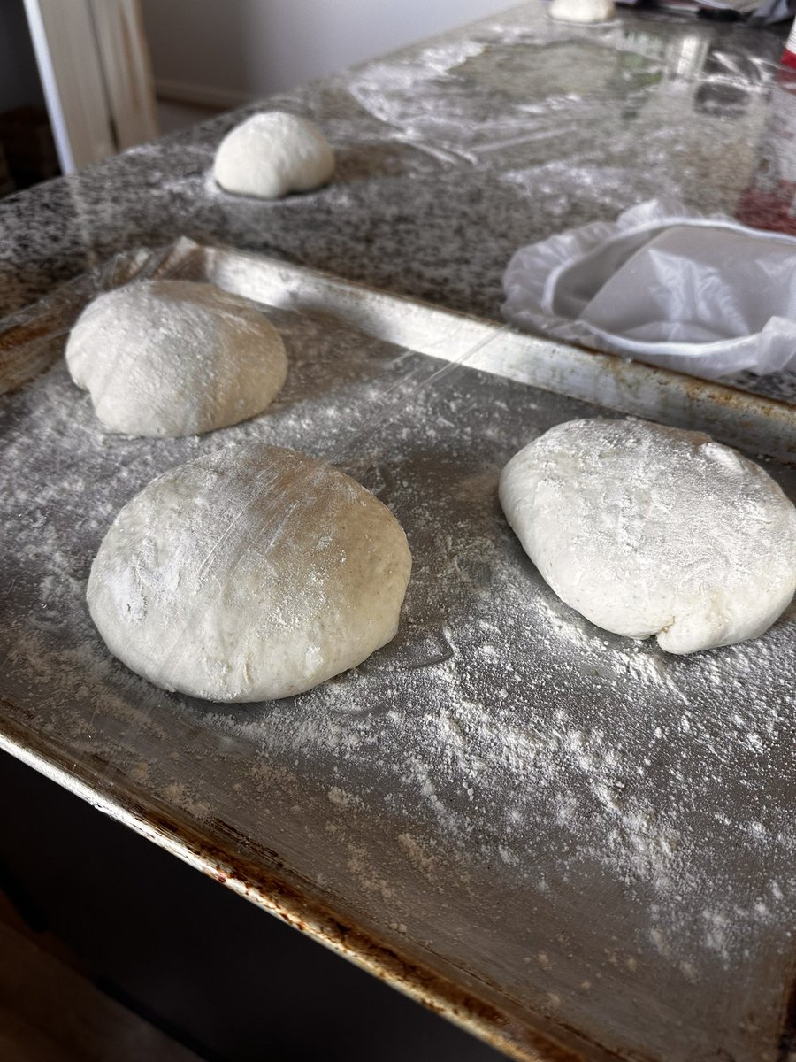 My home made pizza game is really starting to pop.. sourdough base.. major concentration to not drop the dough 🤣🤣🤣