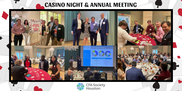 CFA Society Houston had a great time at our 2024 Casino Night & Annual Meeting! Thank you all for coming out!

#cfasocietyhouston #casinonight #cfa #cfahouston