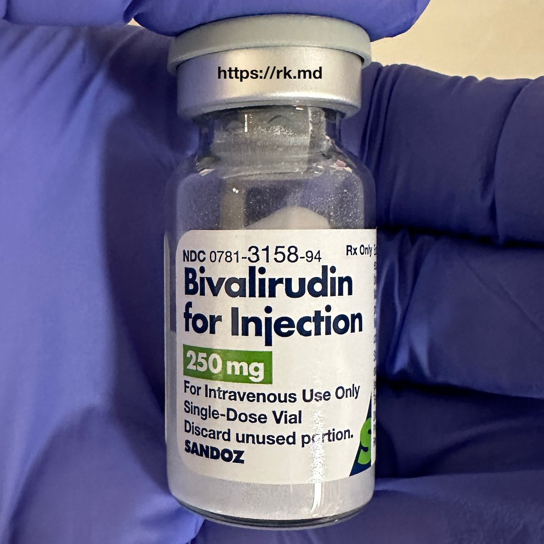 @simplify_drugs 💉 BIVALIRUDIN is an INJECTABLE short-acting DIRECT thrombin INHIBITOR that has been used in cardiac surgical patients with heparin-induced thrombocytopenia (HIT) or suspected HIT.

#MedEd #MedX #MedTwitter #CardioEd #CardioTwitter #Cardiology #ClinicalPearl