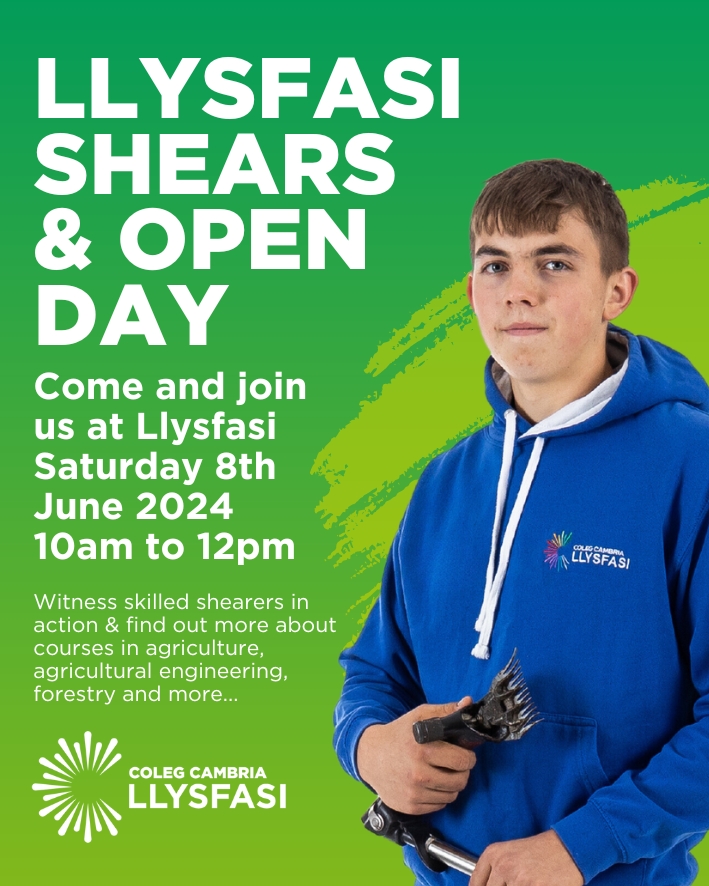 bit.ly/3UtUB5v Come and join us at Llysfasi on June 8th Take a look around our site, discover courses and witness professional shearers at work.