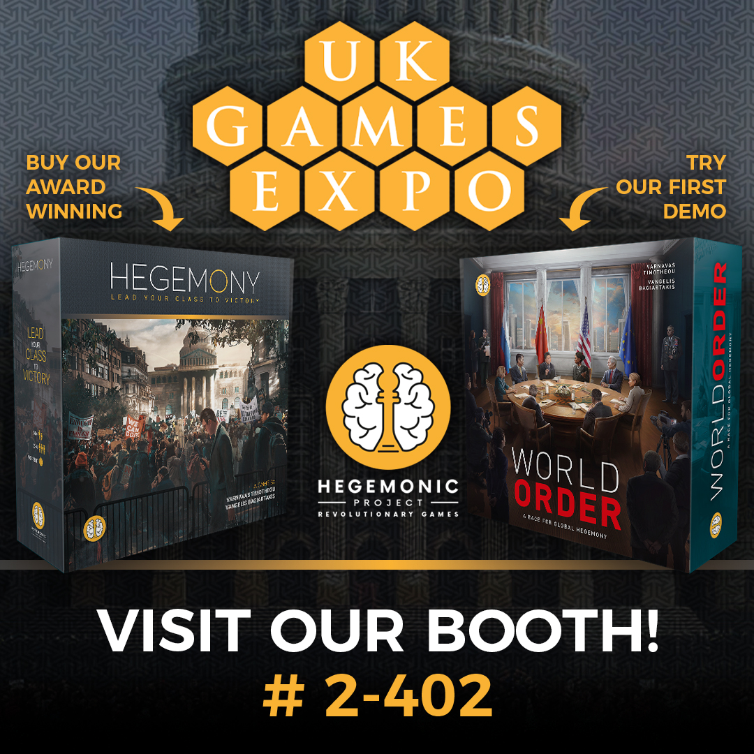 🚀 We're thrilled to be at the UK Games Expo 31.05-02.06! Swing by booth 2-402 to connect in person. Let's dive into Hegemony and get a sneak peek at World Order. See you in Birmingham! #UKGamesExpo #Hegemony #WorldOrder #HegemonicProject