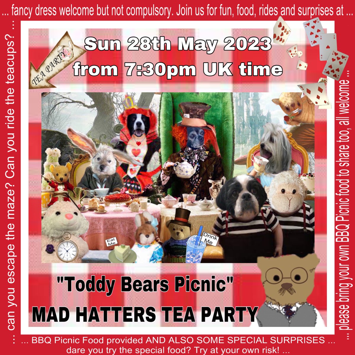 Ello efurry one and welcome to Toddy Bears Picnic Mad Hatters Tea Party woohoo have fun efurry one #furrytails