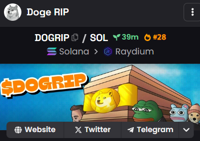 DOGE_RIP_SOL's tweet photo. $DOGRIP #28 in DexScreener Hot Trending

https://t.co/kUeGaerwaT https://t.co/d2waCHEnNk
