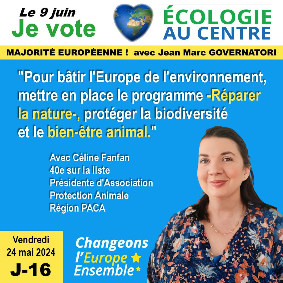 J-16 avant l'élection Européenne. 1 jour, 1 tour, 1 vote @JM_Governatori 🇪🇺 #EcologieAuCentre #Europeennes2024 #Européennes #Europe