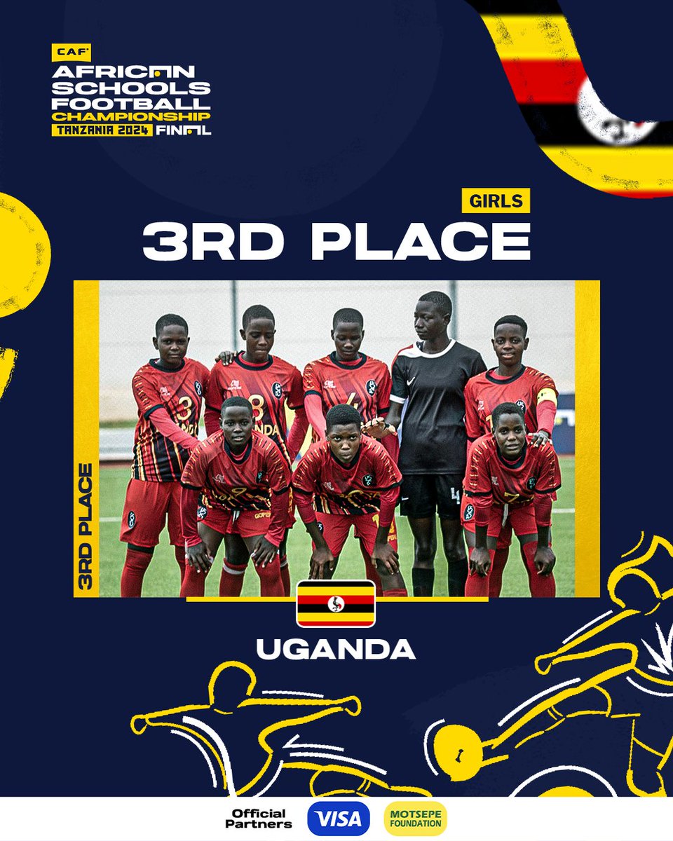 🥉 Your ladies' African Schools Football Championship 2024 bronze medalists in Zanzibar.. 🥁 🇺🇬 Uganda 🇺🇬 #ASFC2024