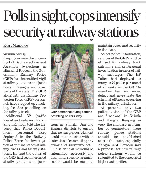 TTRHimachal's tweet image. #PressCoverage #TTRHimachal #Railways @himachalpolice @RailMinIndia