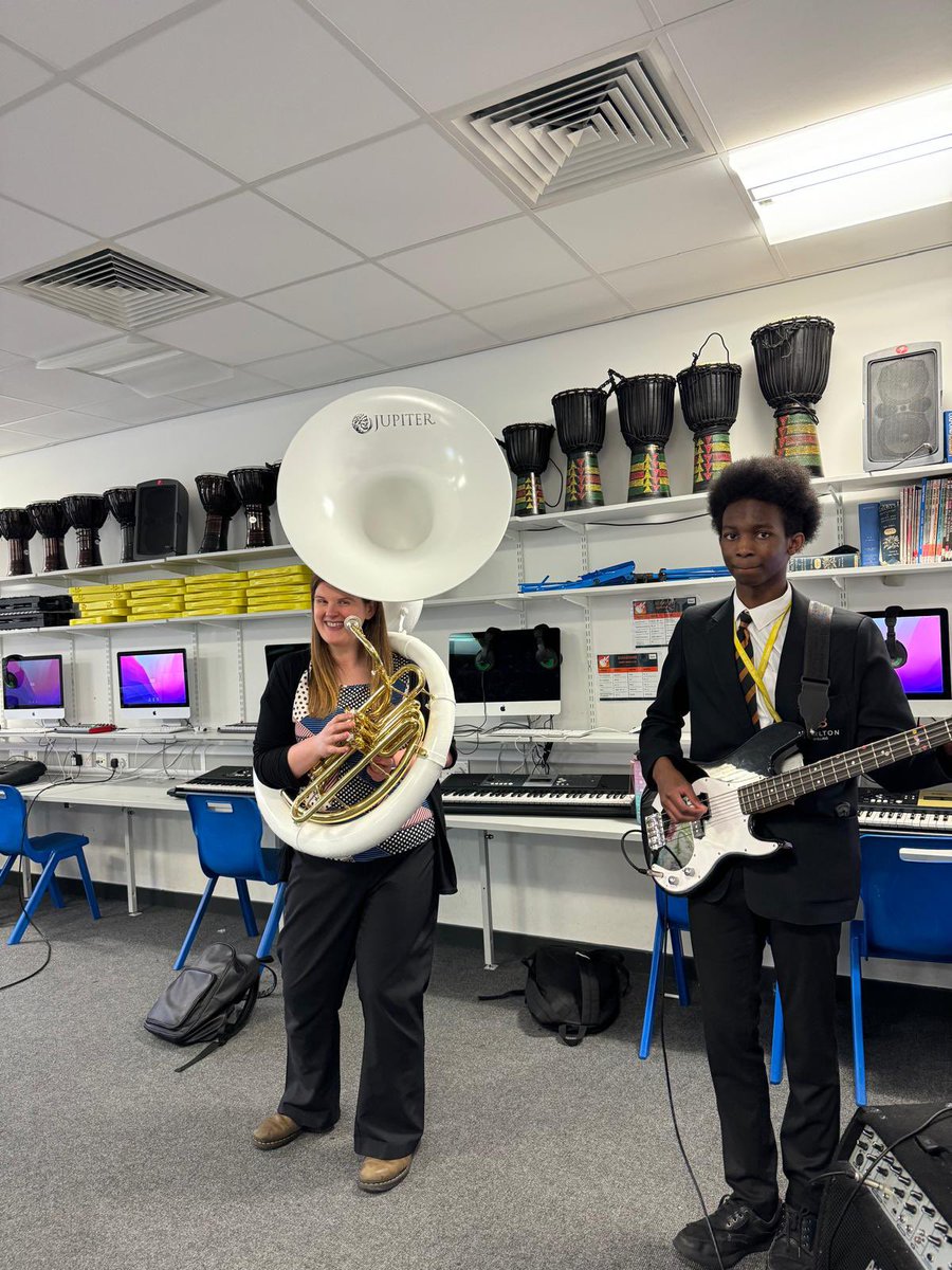 Miss Davies brought her sousaphone to band club to show students a variety of instruments you can play. Band sounded amazing! #ambition