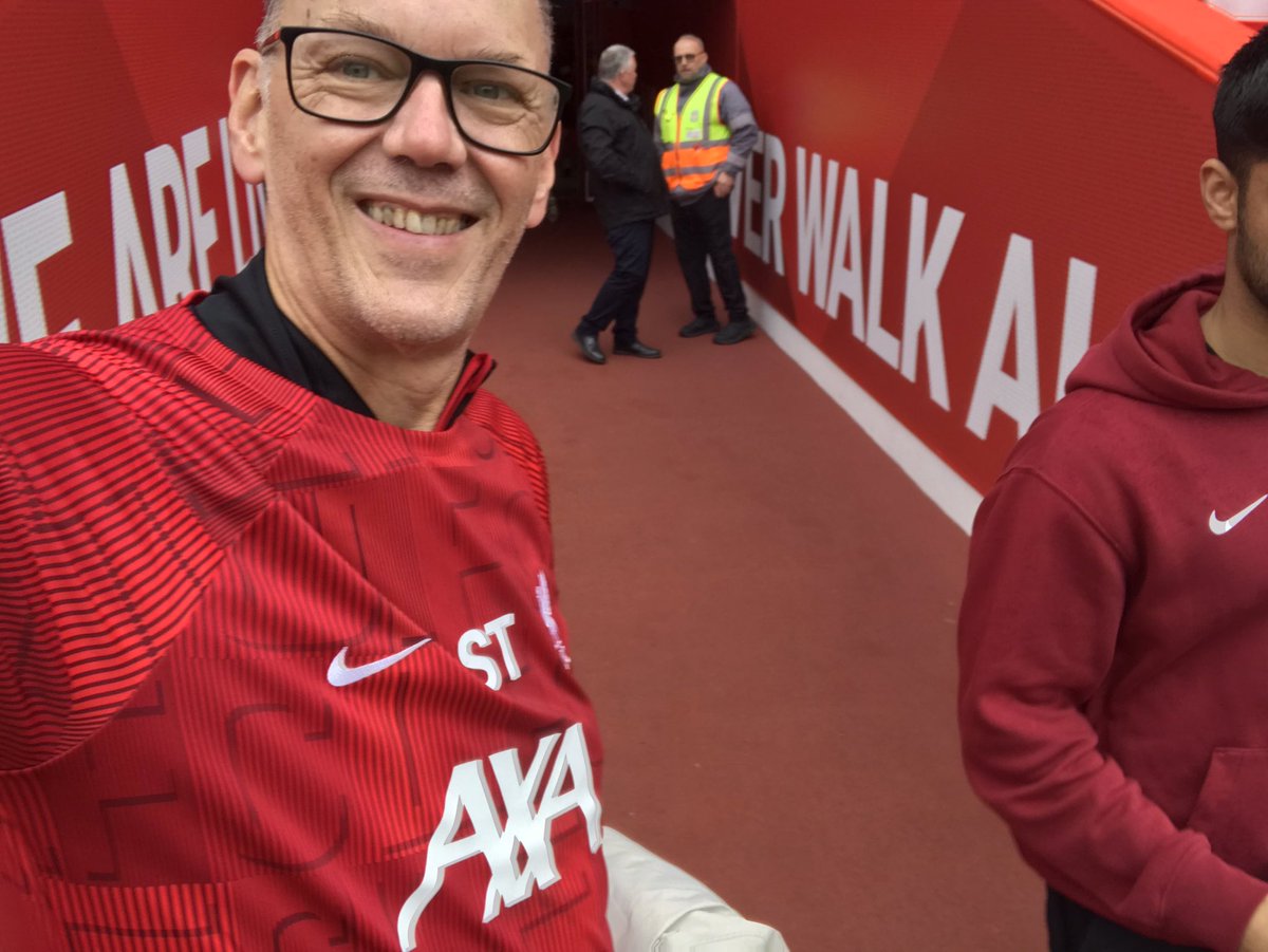 Knee replacement 3 months ago, retired 3 weeks ago. At 61, I got to play on the pitch at Anfield.  Three shots all on target, two goals, one at each end complete with belly slide in front of the Kop.

Undying thanks to Karen, I am living my best life 😍 #AXA #KnowYouCan
