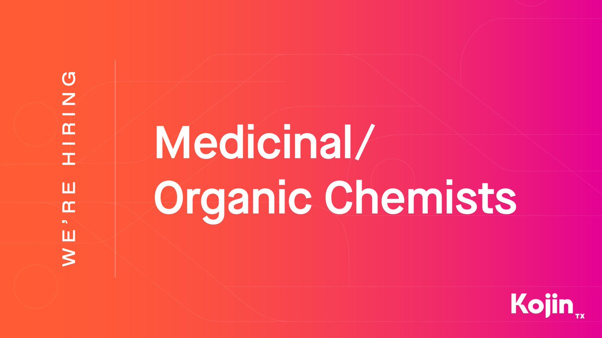 Kojin Therapeutics is hiring Medicinal/Organic Chemists. Learn more about the positions and our team harnessing groundbreaking discoveries in cell-state and ferroptosis biology:
bit.ly/3JZFWKL
#hiring #Biotech #Chemists