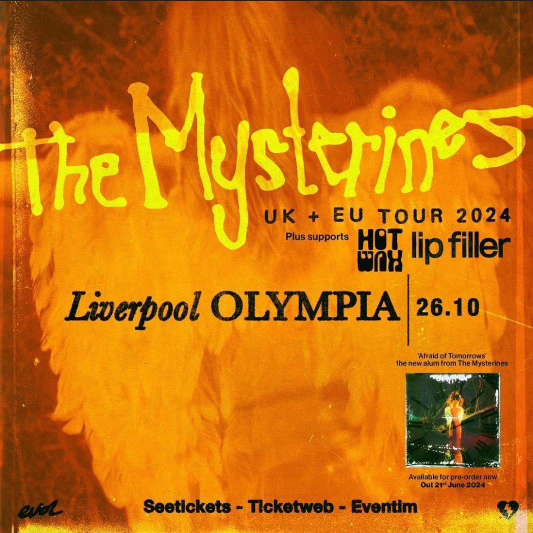 ***SUPPORT ANNOUNCEMENT*** Delighted to announce incredible red-hot groups @hotwaxbandd and @LipFillertv support our gang @TheMysterines at their 𝐇𝐔𝐆𝐄 @LpoolOlympia Afraid Of Tomorrows home show, Saturday October 26th 🔥 Get tickets @seetickets NOW: seetickets.com/event/the-myst…