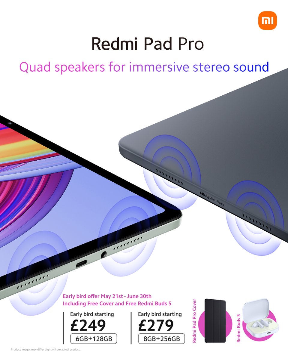 #RedmiPadPro = Fun Made Bigger thanks to this immersive sound system.

Best price and free smart gifts here: bit.ly/3wvQmyE