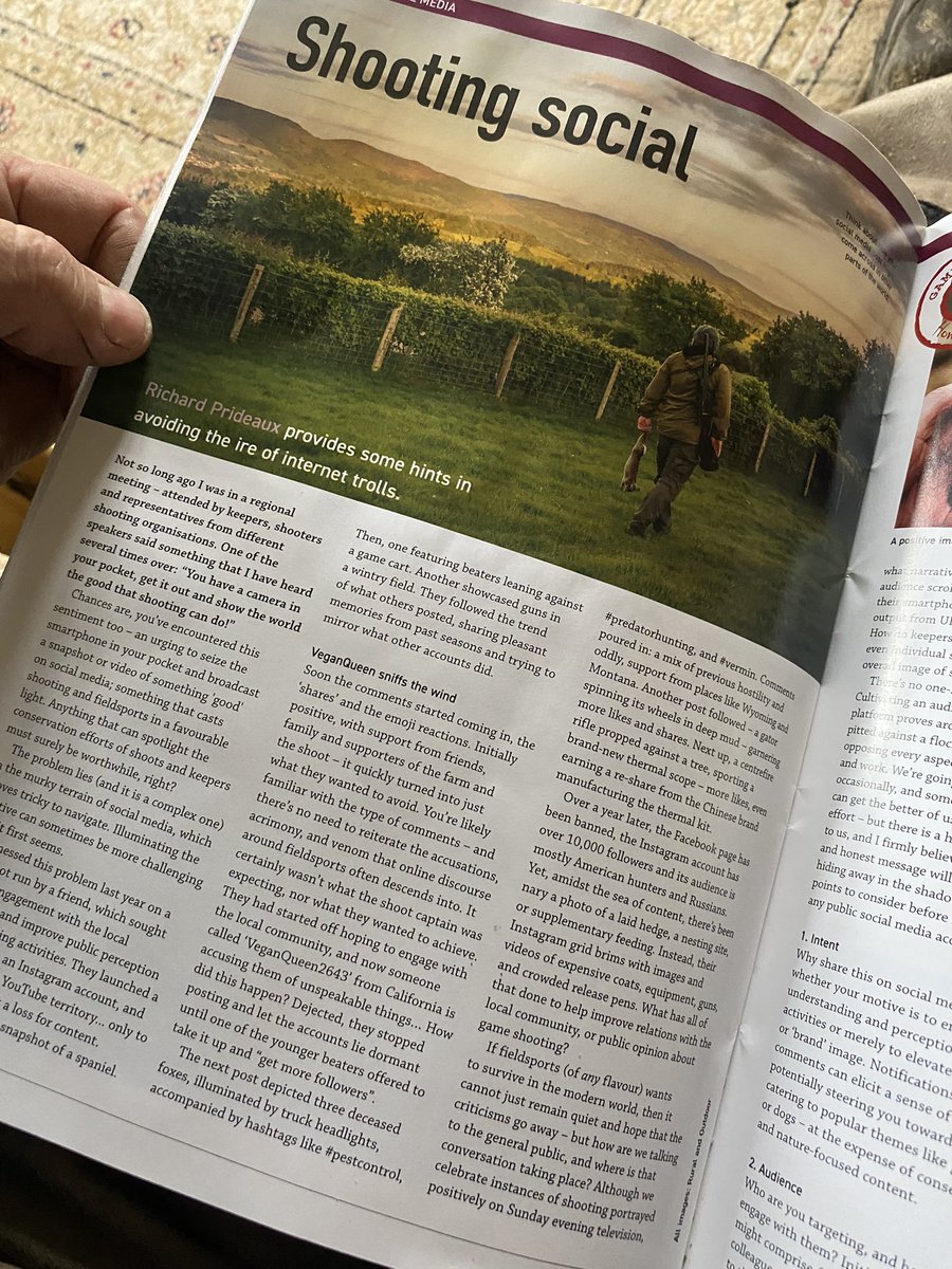 a quick #coffee and a catch up of the @NationalGamekee Keeping the Balance magazine. Interesting article by @RichPrideaux on posting on social media! I’ve checked my Intent, Audience and hopefully my Consistent message and feel good to go with this one 😉 Well worth a ready 👊🏼