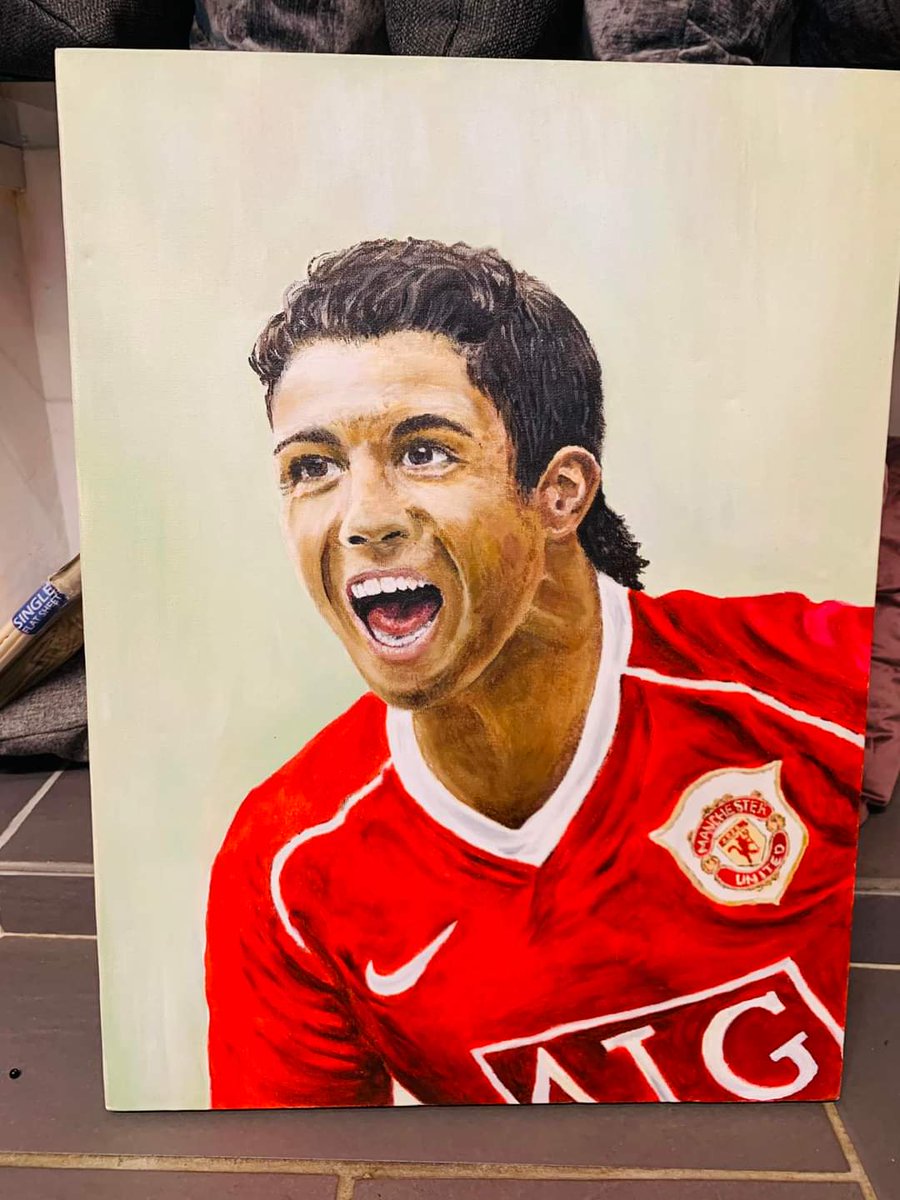 A Terrible Art in Charity Shop classic Location and price unknown Also unknown if this is Ronaldo or Ashley Young? 🤔