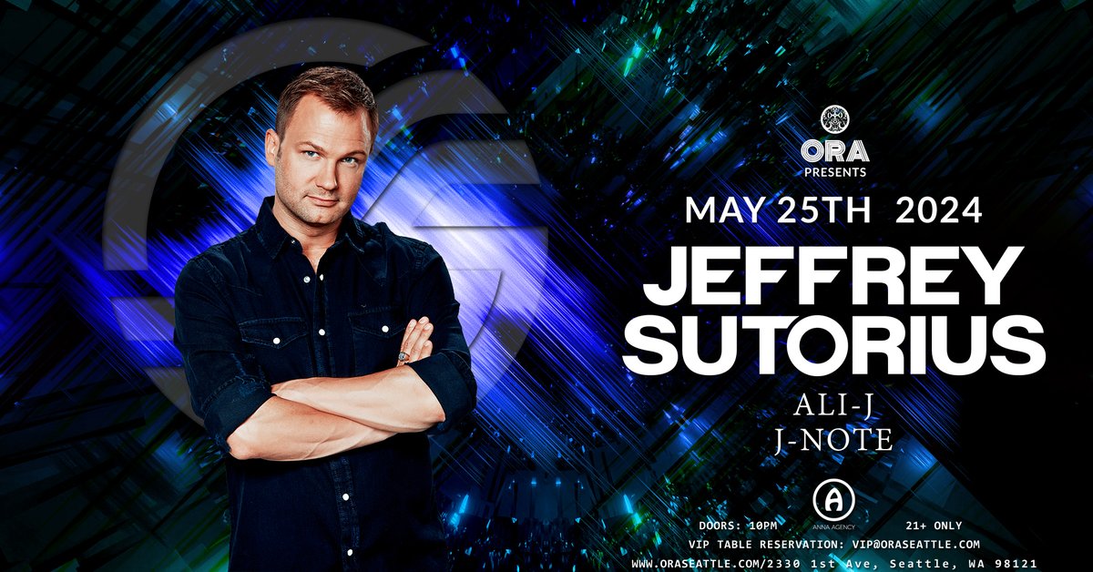 Tomorrow, May 25th 2024 @oraseattle presents @Jeff_Sutorius with local support from Ali-J and J-Note thtworld.com/cevent/ora-pre… #thtworld #thtrowldprodutions #ora #oraseattle #trance #house #techno #dancemusic #nightlife #seattle