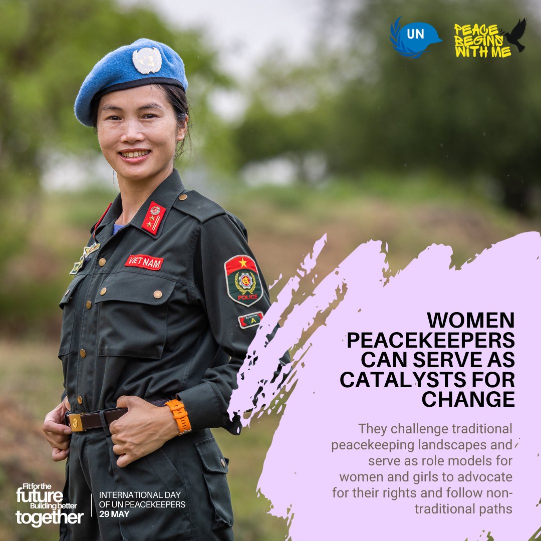 Women in @UNPeacekeeping: ☑️ Help reduce conflict ☑️ Serve as role models ☑️ Provide greater sense of security Ahead of next week’s Int'l Day of UN Peacekeepers, we salute women’s key role in achieving lasting peace around the world. peacekeeping.un.org/en/women-peace… #PKDay