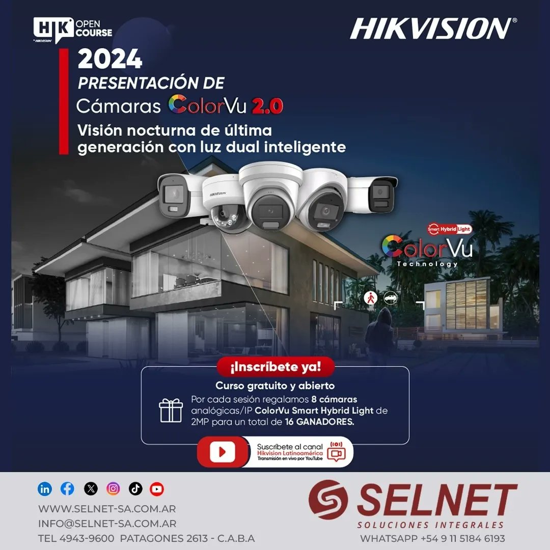 SELNETSA's tweet image. Lanzamiento de HIKVISION Cámaras ColoVu 2.0
Visón nocturna de última generación con luz dual inteligente. 

🔴 29/05 y 31/05 a las 12:00hs Argentina
¡¡¡Se sortearán 16 cámaras entre los participantes!!!
Inscripción content.hikvision.com/curso-abierto-…

#hikvision #colorvu #selnet #camaras