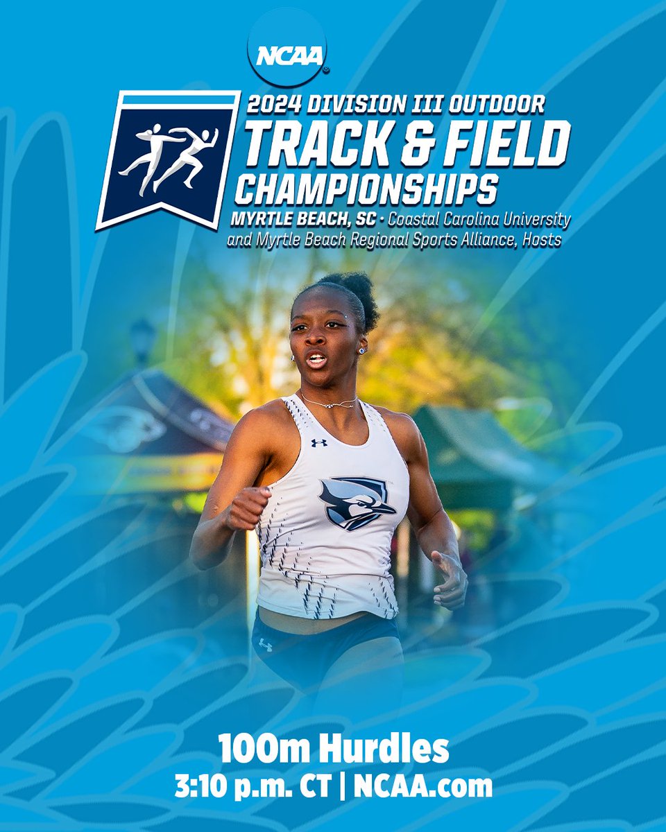 Day Two of the 2024 NCAA Division III Outdoor Track and Field Championships is here! Nakala Nadeau will run in the 100m Hurdles Prelims today at 3:10 p.m. CT! #FlyJaysFly 📺ncaa.com/liveschedule 📊results.leonetiming.com/?mid=7114