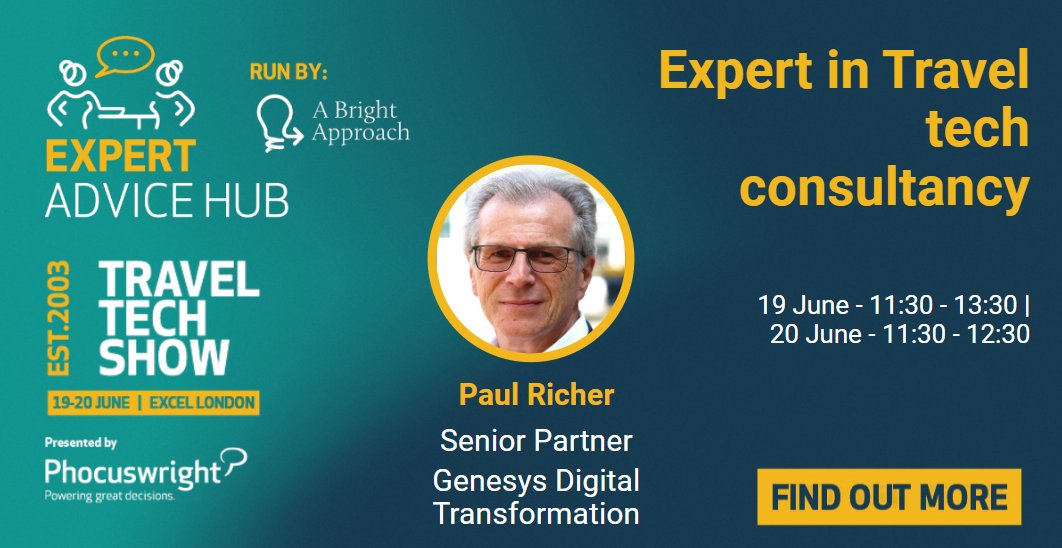 TravelTech_Show's tweet photo. The Expert Advice Clinic is BACK for 2024! 🚨

Introducing one of our experts...Paul Richer⭐

Book a slot before they fill up, using the official event platform!

#ExpertAdvice #TTShow #Travel #TravelTechnology https://t.co/0aTCyZeH79
