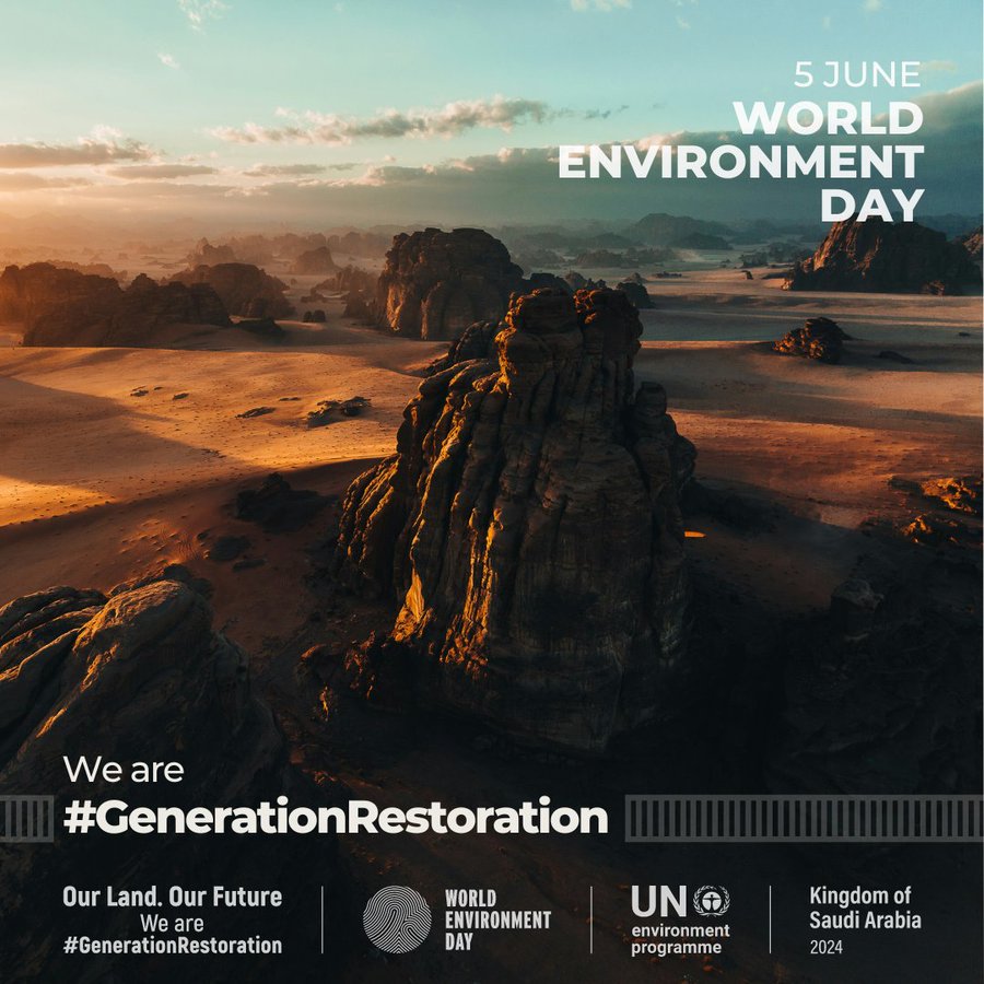 Drought, desertification & land degradation are a growing threat to humanity. But it's not too late to act. Ahead of #WorldEnvironmentDay, join @UNEP and be part of #GenerationRestoration to protect our planet and common future. Here’s how: worldenvironmentday.global/get-involved/p…