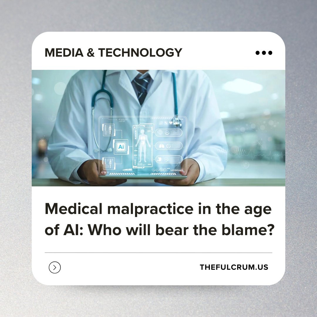 If AI can help medical professionals address their patients' needs, how does that affect medical responsibility for malpractice? Read more: loom.ly/lm00pCE #thefulcrum #citizenconnect #ai #medicalmalpractice