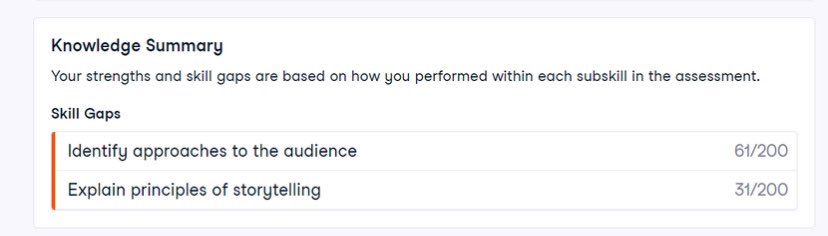 DataCamp عندهم Assessment عجبني 
لو مثلاً انت شخص زيي تترك مجالك فجاءة وترجع له فجاءة وتحب تشوف نقاط ضعفك تختبر من اختباراتهم ويعطوك بالضبط وش اللي ضعيف فيه