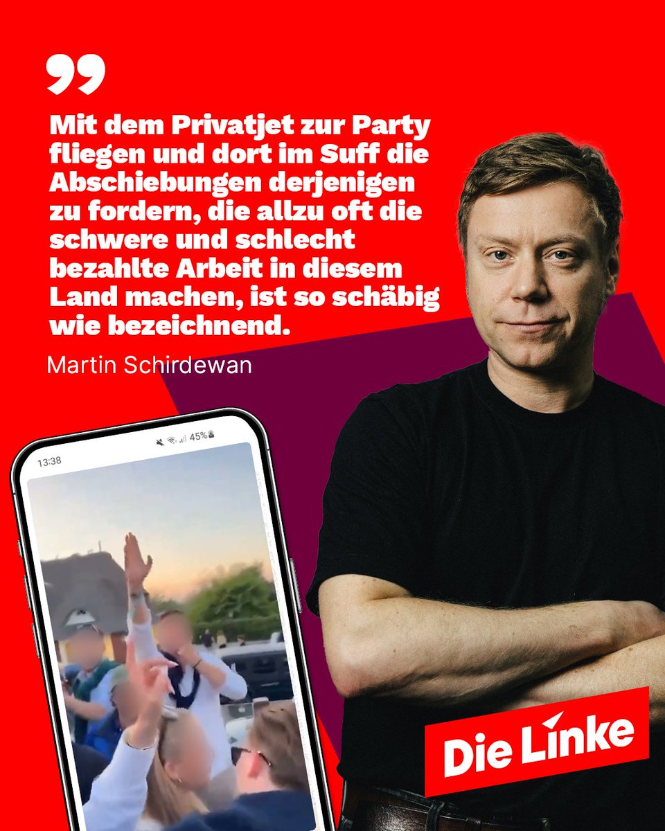 Rich Kids die im Sonnenuntergang auf einer Party auf #Sylt rassistische Parolen gröhlen: Die Oberschicht zeigt sich von ihrer hässlichsten Seite - arrogant, zynisch &amp; menschenfeindlich. Klare Kante gegen #Rassismus: Wir vermiesen den Reichen die Party! #nurmitlinks