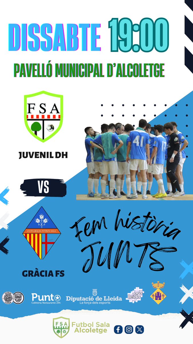 Xavi Casals (@xavicasals_) on Twitter photo ‼️ Demà cita important pel futbol sala de la província de #Lleida.
El <a href="/CFS_Alcoletge/">CFS Alcoletge</a> s’enfronta a les 19:00h vs <a href="/clubgraciafs/">Club Gràcia FS</a> al pavelló municipal d’Alcoletge. Els de Miki Frago necessiten guanyar per assolir el desitjat ascens a Nacional, la màxima categoria estatal de juvenils. ‼️ Demà cita important pel futbol sala de la província de #Lleida.
El <a href="/CFS_Alcoletge/">CFS Alcoletge</a> s’enfronta a les 19:00h vs <a href="/clubgraciafs/">Club Gràcia FS</a> al pavelló municipal d’Alcoletge. Els de Miki Frago necessiten guanyar per assolir el desitjat ascens a Nacional, la màxima categoria estatal de juvenils.