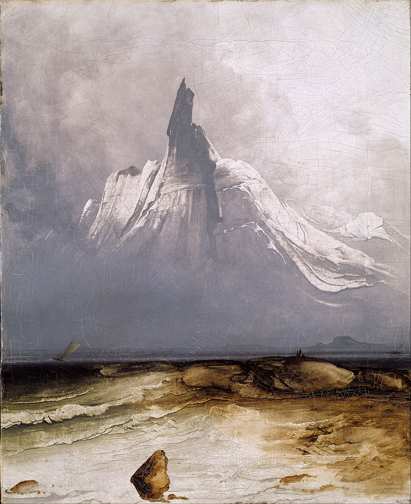 PEDER BALKE (1804 - 1887), 'Stetind in Fog', 1864. National Museum, Oslo, Norway. #PederBalke #Mountain #Fog #Norway #gray #artoftheday #art instagram.com/p/C7W5bITg3l9/