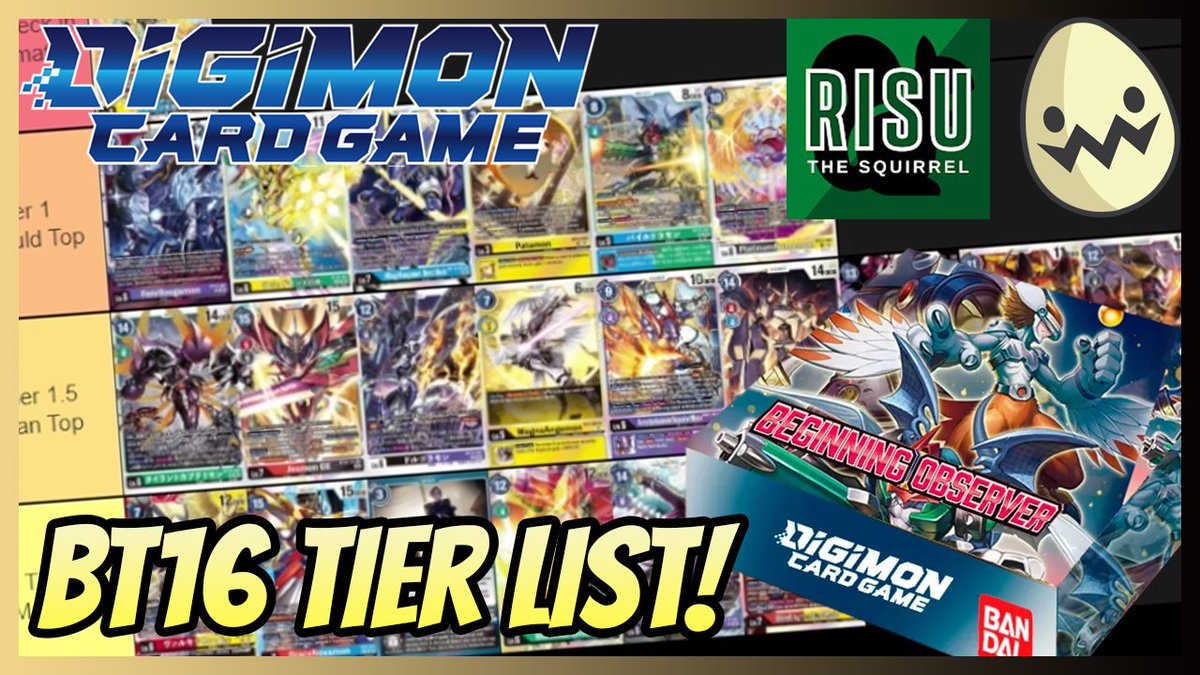 youtu.be/dAQvlK_9nLI 

Been a minute since my last Digimon video but with Digimon's 16th set dropping today, and Egman Event's deck builder being updated up to set 16 as well, I did a tier list video with <a href="/TreehouseRisu/">Risu The Squirrel</a>! Enjoy!