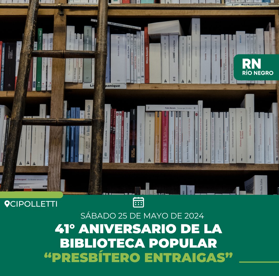 rncultura's tweet image. #Cipolletti ¡Feliz 41° Aniversario Biblioteca Popular "Presbítero Entraigas" 🎂
Hoy celebramos 41 años de aprendizaje, crecimiento y comunidad en la querida biblioteca. 

#BibliotecaPopular #Aniversario #RíoNegro