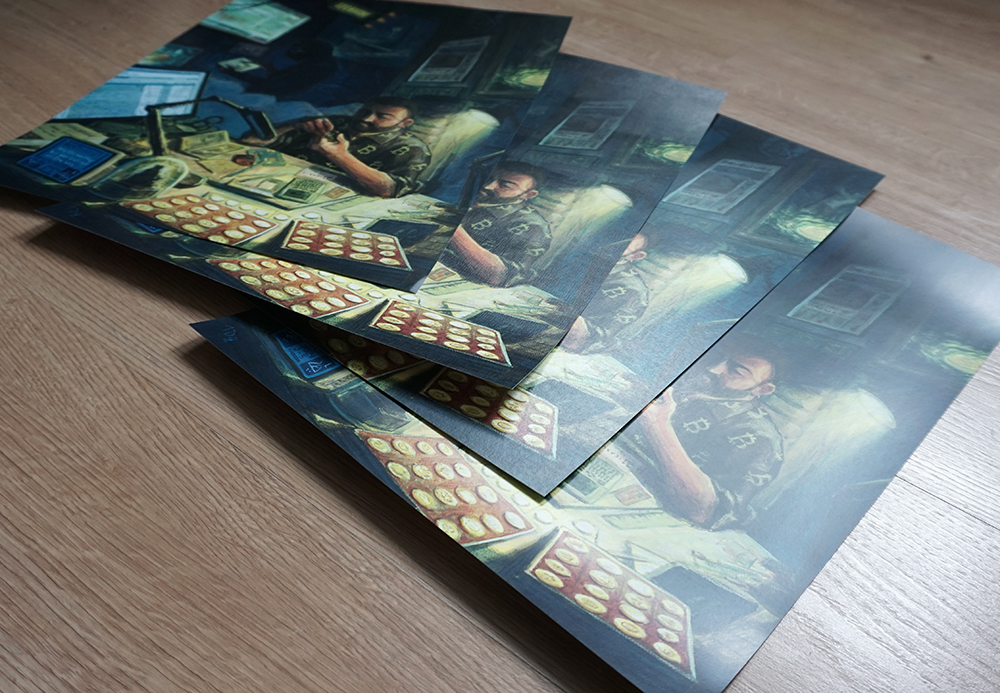 1Dq12's tweet photo. Bitcollector test prints. Available soon.
More on the development of this artwork: https://t.co/9VyW5KNFas
#Bitcoin📷 #casascius #bitbills #icarus #coldcard #cryptoartist #Blockchain #coin #gold #satoshinakamoto #prints https://t.co/tBJdync8Sp