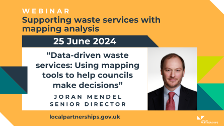 Join us for a free webinar on 25 June to discover how mapping analysis can revolutionise waste services. 📊 This webinar is for senior decision-makers to learn how effective data utilisation is transforming the sector and how your council can benefit. >> localpartnerships.gov.uk/events/data-dr…