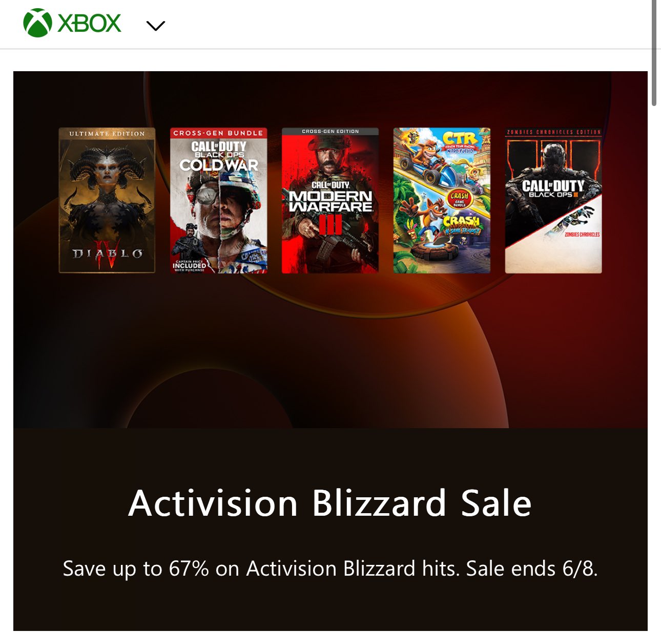 Activision sale xbox discount