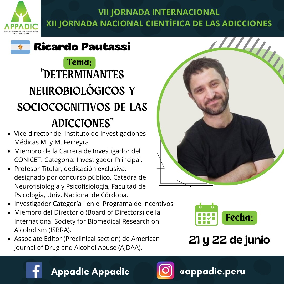 Rpautassi's tweet photo. Estaremos (virtualmente) en la VII Jornada internacional de Appadic - Asociación Peruana de Profesionales de las Adicciones . Gracias por la invitación! https://t.co/KOg3TxxvR3