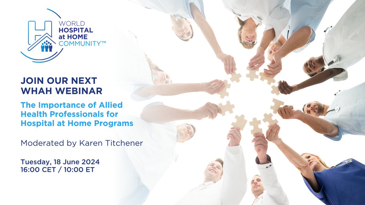 Join us for webinar “The Importance of Allied Health Professionals for Hospital at Home Programs” 🩺
📅 18 June 2024
⏰ 16:00 CET / 10:00 ET
Register now ➡️ bit.ly/3yjwBKX
#WHAHC #hospitalathome #HaH