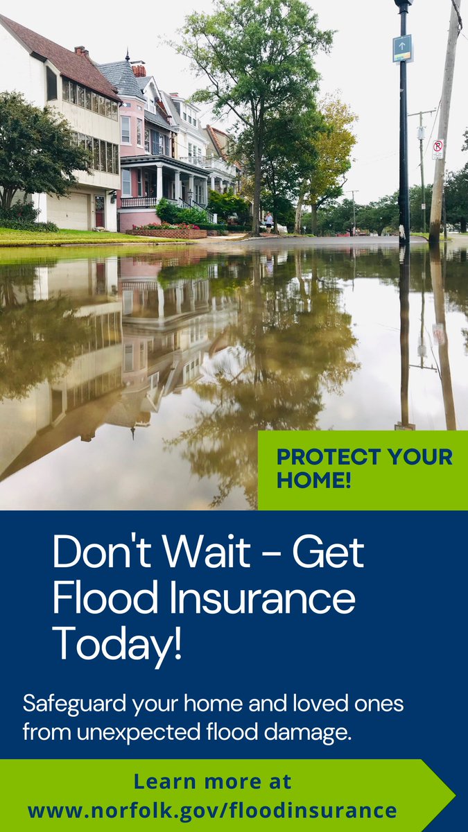 🌪️ @NOAA predicts a very active hurricane season. Prepare now! Do you have flood insurance? Most homeowners' policies don't cover flood damage. Call your insurance agent for a checkup before the storms hit. ➡️ norfolk.gov/FloodInsurance