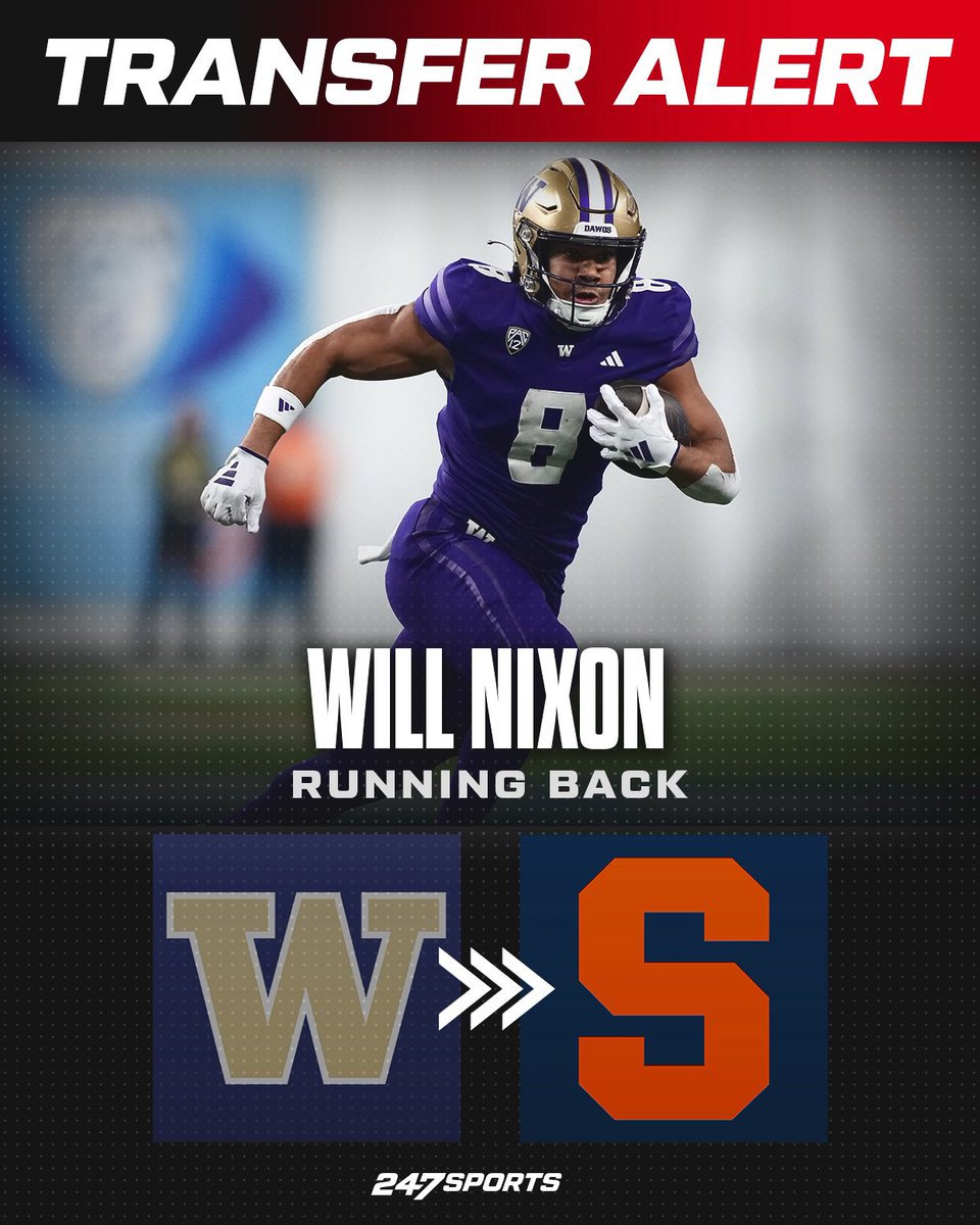 McAllisterMike1's tweet photo. BREAKING: Washington transfer RB Will Nixon has committed to Syracuse. He is the son of Orange OC Jeff Nixon. The news was first reported by ESPN. https://t.co/oMVUw4oG9h https://t.co/zgfquDtfpM