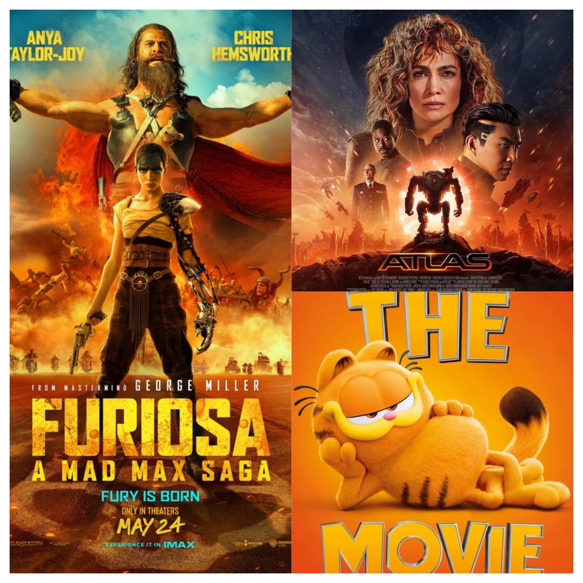 What do you plan on watching this weekend? #Atlas is on @netflix #Furiosa A Mad Max Saga and #TheGarfieldMovie are both in theaters #WreckLeaguePodcast